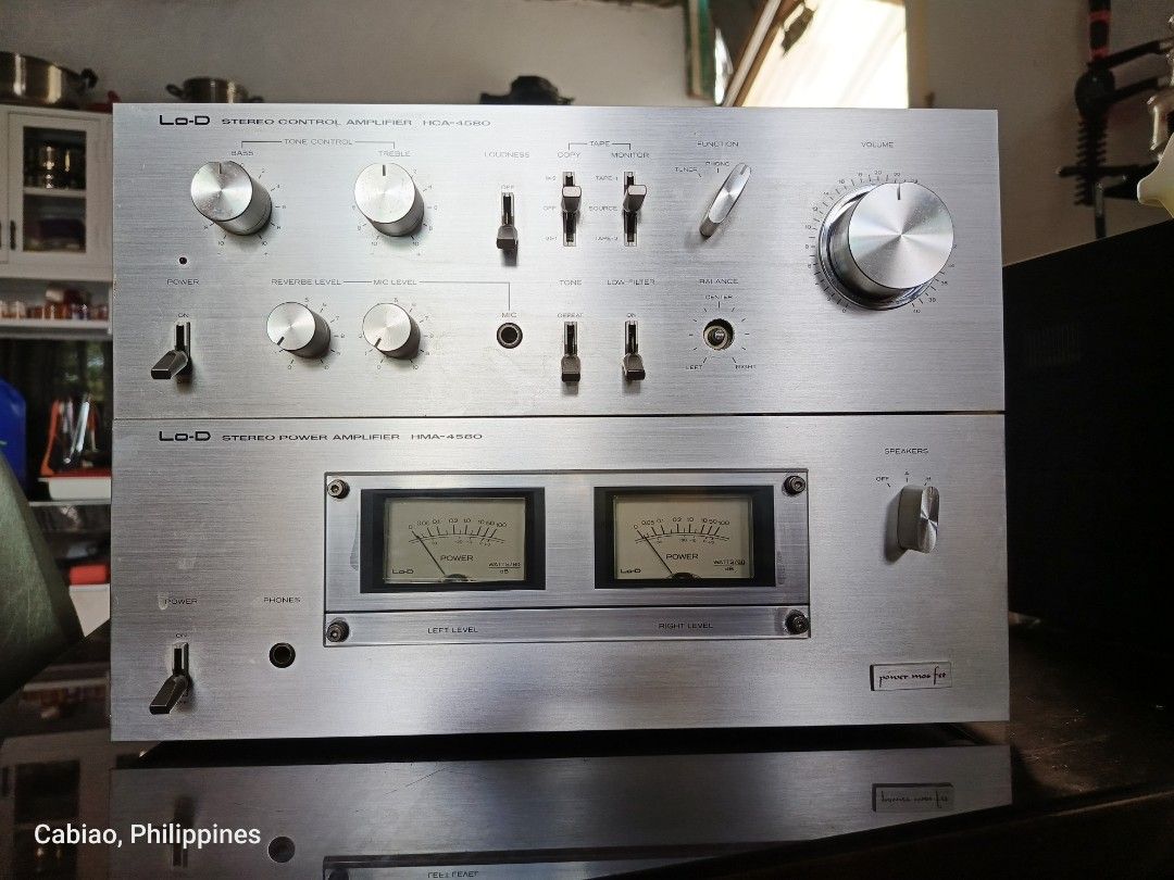 Lo-D Power Amp & Pre-Amp (Category: Soundbars, Speakers & Amplifiers) located in Bulacan. Submitted by rhodgz (Listing ID 1339972176, Image 1). Description: Lo-D HMA-4580 Power amp (power mosfet) Lo-D HCA -4580 Pre Amp Makinis loob at labas tested all, ready to use issue: putol balance potentiometer and lost knob converted ilaw to led para mas maliwanag for P11,999, slight nego konti location: meycauayan/Valenzuela city can deliver anywhere in th