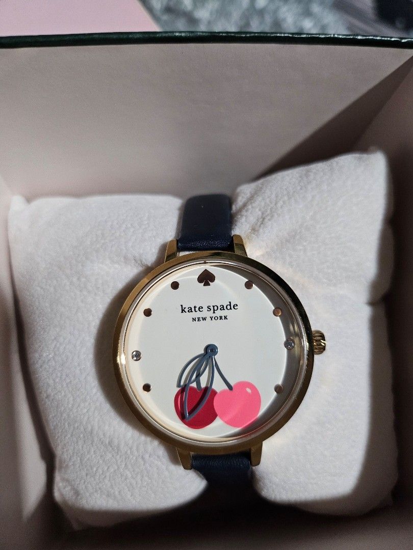 New Kate Spade New York Cherry Navy Leather Women s Watch Women s Fashion Watches Accessories Watches on Carousell