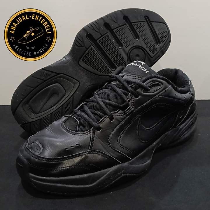 NIKE AIR MONARCH Triple Black 11uk Full Leather Padu Men s Fashion Footwear Sneakers on Carousell