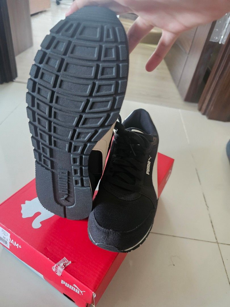 Puma St Runner V3 Mesh Black n White 24.5cm (Category: Sneakers) located in Taguig. Submitted by riello (Listing ID 1339957259, Image 3). Description: Bought at Shoe Plaza Japan no flaws, super comfy, bought as an emergency shoe during trip as my feet was hurting from the shoes I was wearing. lost box pwede pa pang gift, comes with tags a d care cards. selling just to make space. Bought in November 2024, I'm not sure if this model is available in