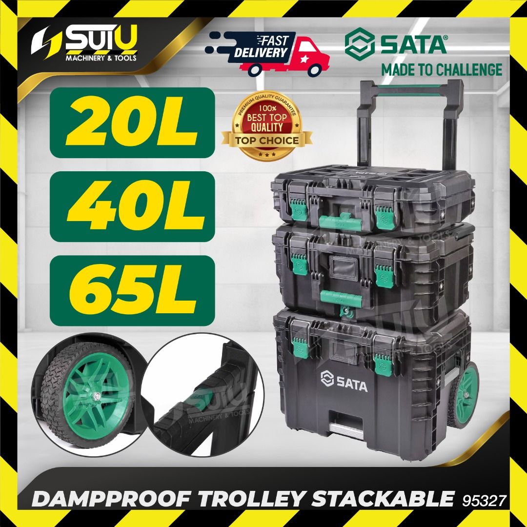 SATA 95327 Dampproof Trolley Stackable Box (3 Boxes), Furniture & Home ...