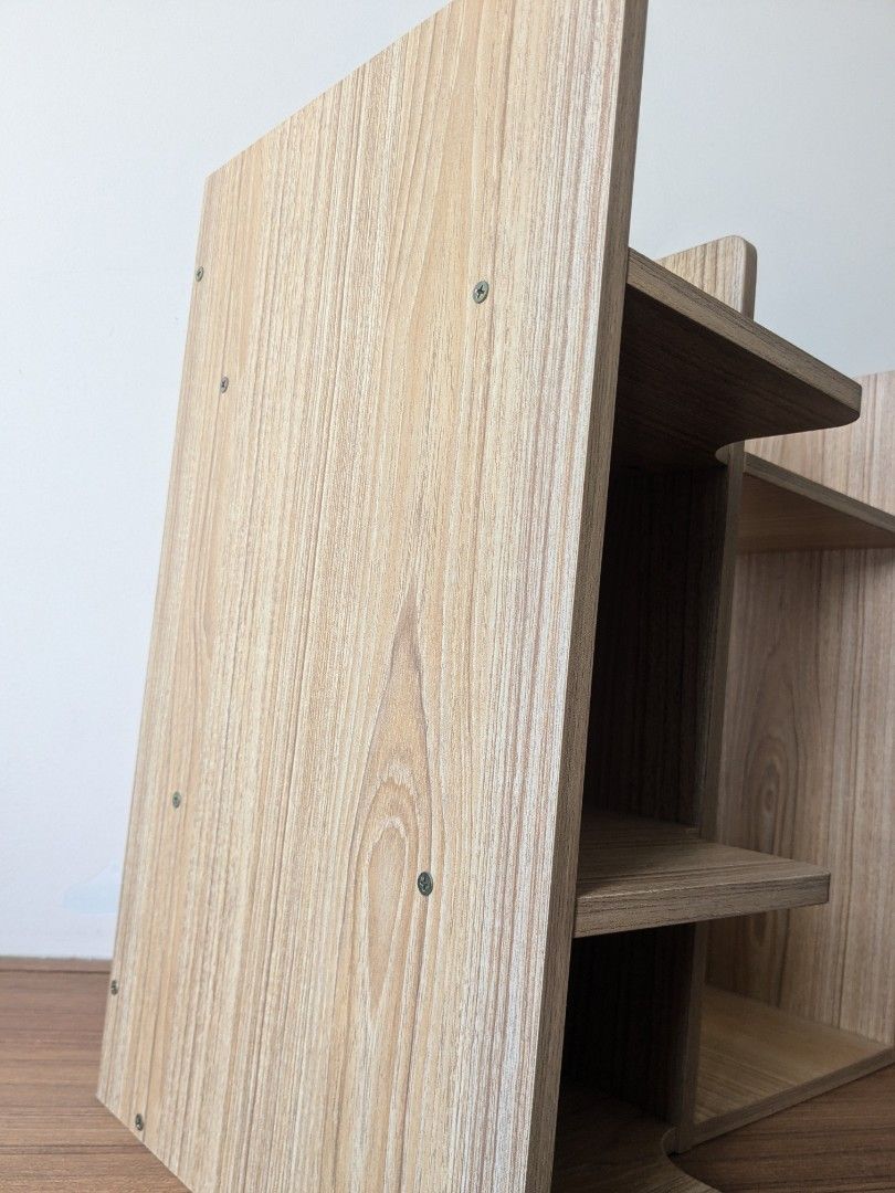 Solid Shelf (Category: Shelves, Cabinets & Racks) located in Singapore. Submitted by velvethunder (Listing ID 1340004253, Image 2). Description: No scratches, discoloration Heavy 7-8kg 50cm height 50cm length Left side 3 compartments: 15cm bottom, 20cm middle, open top Right side: 35cm w open back, top open.