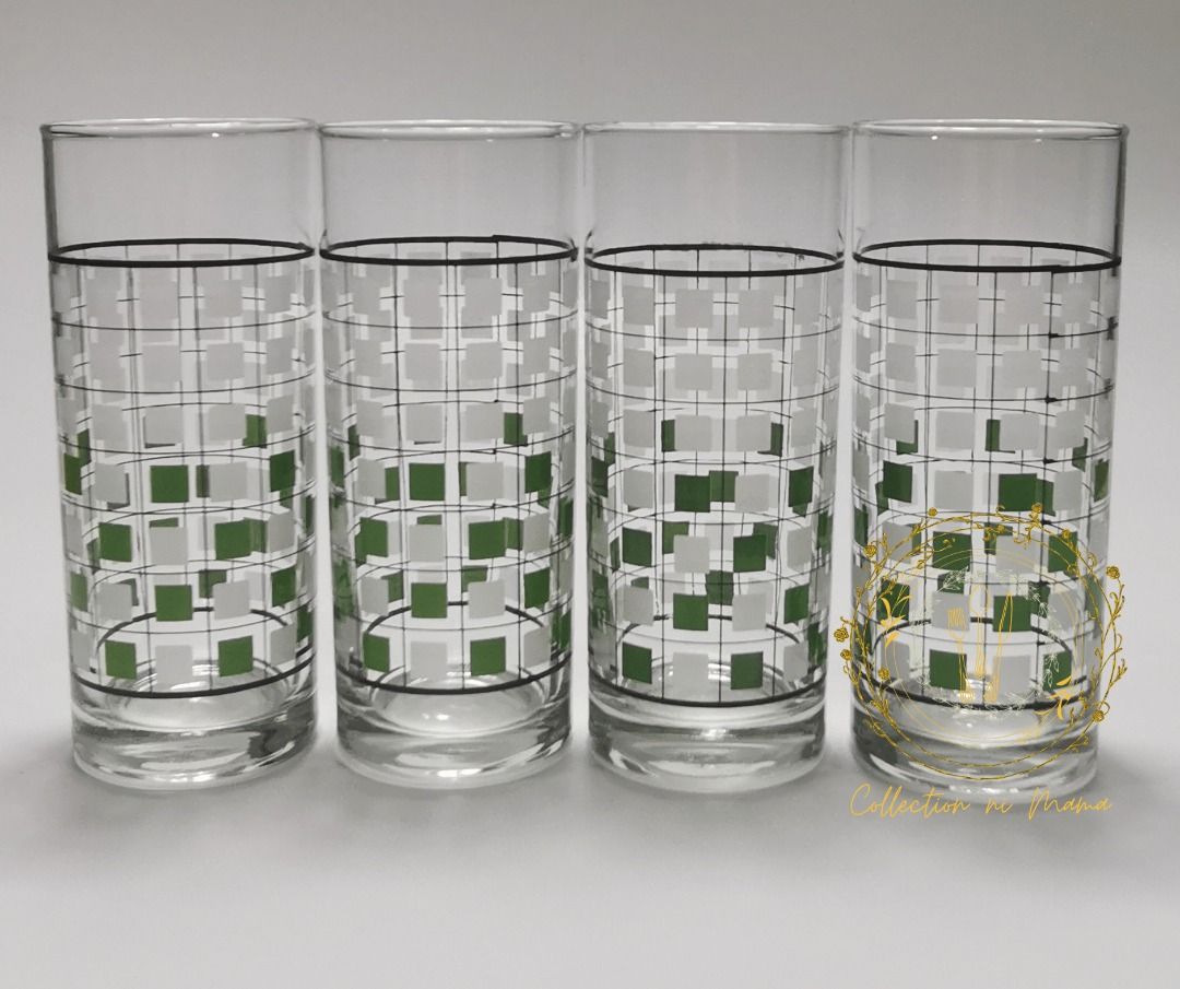 Vintage Green Checkered Drinking Glass Set (Category: Other Kitchenware & Tableware) located in Manila. Submitted by collectionnimama (Listing ID 1340037634, Image 3). Description: •4pcs Drinking Glass Set •Glass Material •Color: Clear, White and Green •Checkered Design •Made in China •Condition: Brand New, Vintage, Never Been Used •Decluttering •Does not come with original box •As is where is •Pictures shown are actual products. Shipping fee wil