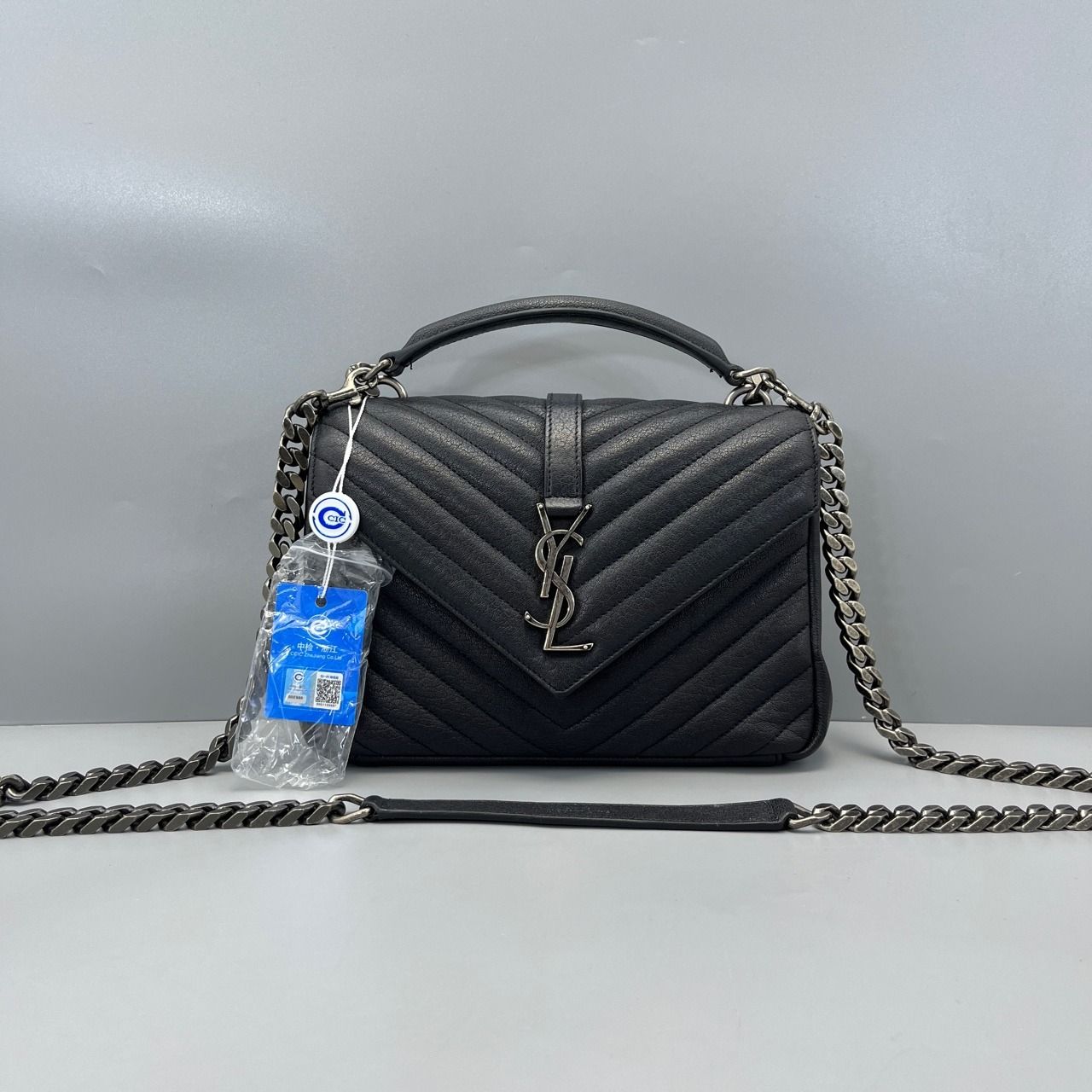 YSL Saint Laurent Medium College Bag in Black SHW, Luxury, Bags