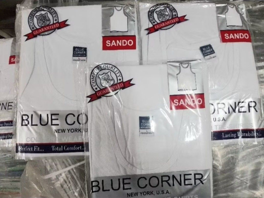 Blue corner sando white (Category: Vests) located in Manila. Submitted by njgingo09238373 (Listing ID 1340162763, Image 1). Description: FABRIC TYPE: COTTON JERSEY. For other available colors, please check our page. V-neck also available! Other colors: Navy blue, aqua blue, army green, moss green, maroon, red, pink, lavender, mint green, yellow, etc. Sizes X-Small Small Medium Large X-large 2X-large 100% GUARANTEED ORIGINAL. WE ACCEPT BULK ORDERS