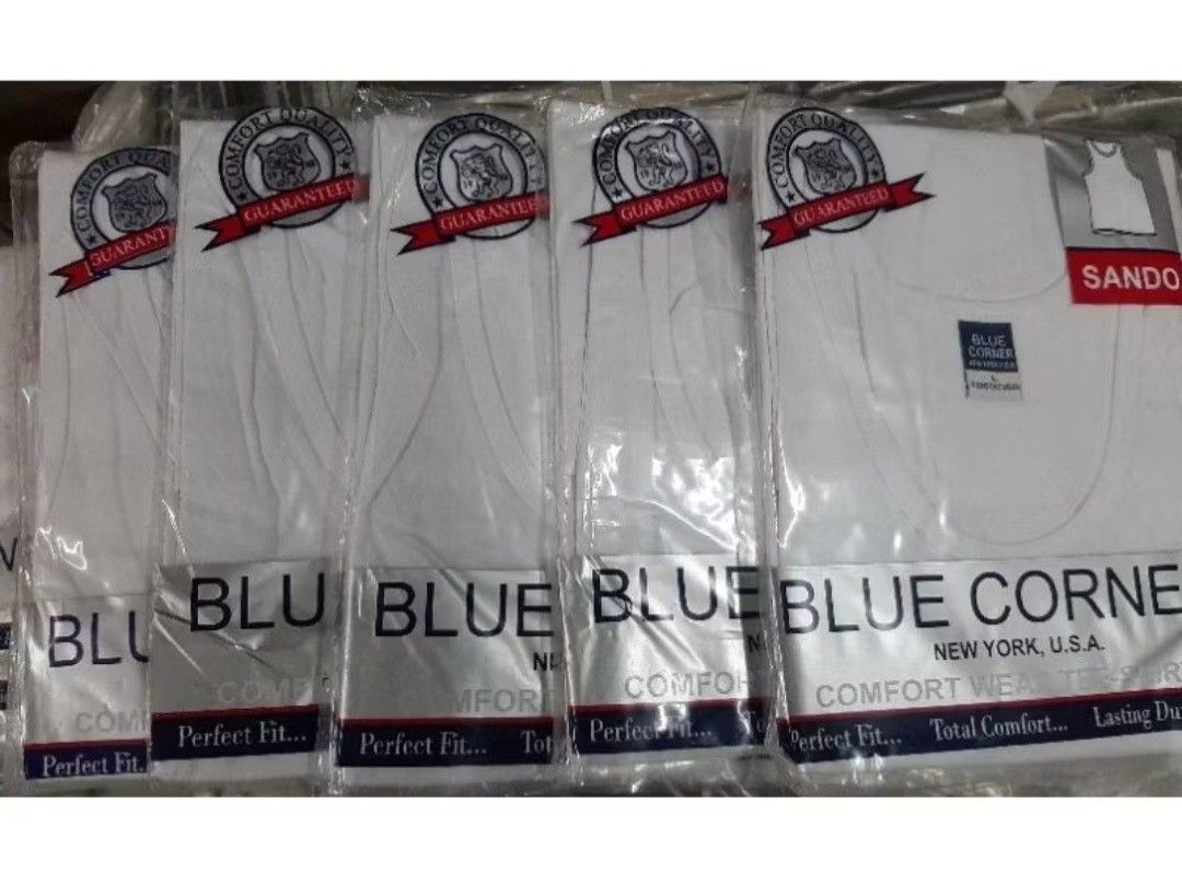 Blue corner sando white (Category: Vests) located in Manila. Submitted by njgingo09238373 (Listing ID 1340162763, Image 2). Description: FABRIC TYPE: COTTON JERSEY. For other available colors, please check our page. V-neck also available! Other colors: Navy blue, aqua blue, army green, moss green, maroon, red, pink, lavender, mint green, yellow, etc. Sizes X-Small Small Medium Large X-large 2X-large 100% GUARANTEED ORIGINAL. WE ACCEPT BULK ORDERS