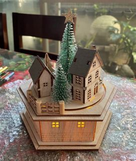 Christmas Themed Wooden Carousel with Musical and Lights