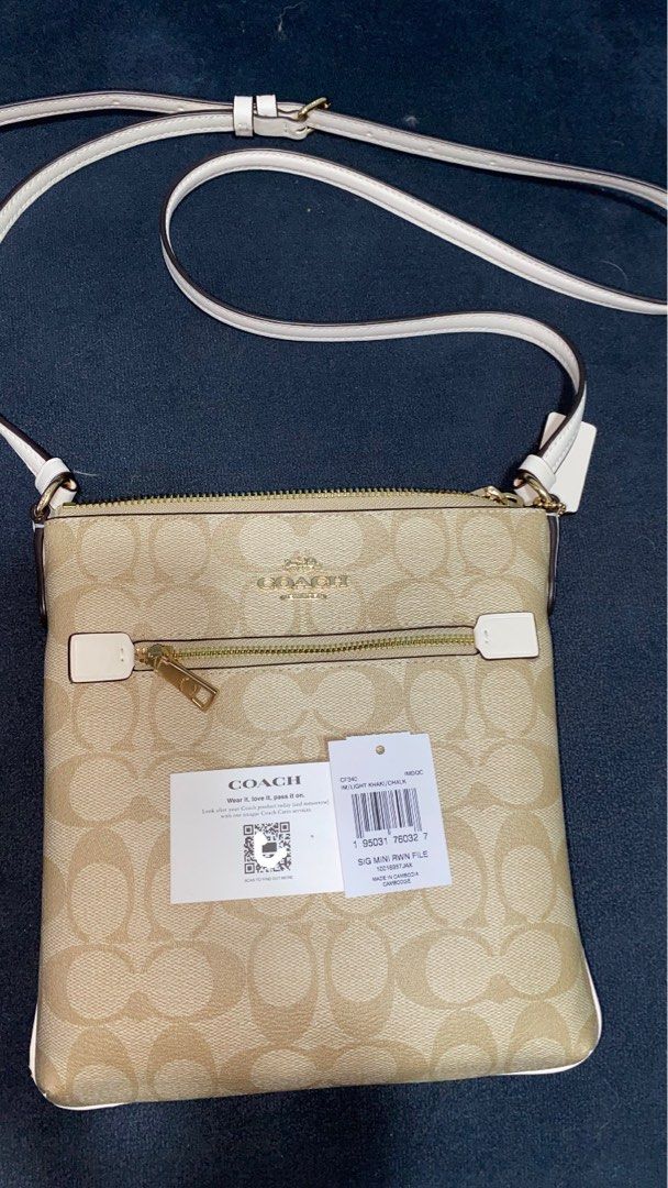 Coach Mini Rowan File Bag Color: Light Khaki Chalk (Category: Luxury Bags & Wallets) located in Pasay City. Submitted by par09 (Listing ID 1340129752, Image 3). Description: May mga Konting defect SRP 16,300.00 .
