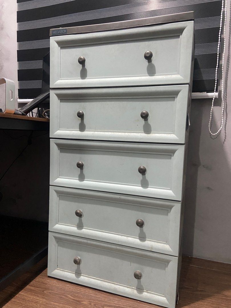 Durabox Drawer Shelf 5-Layer (Category: Shelves, Cabinets & Racks) located in Quezon City. Submitted by wolfkeith (Listing ID 1340217252, Image 2). Description: Selling our Durabox 5 layers No structural damage Just minor flaws like paint drips as seen in the picture Open for pickup or delivery shouldered by buyer Loc: QC.
