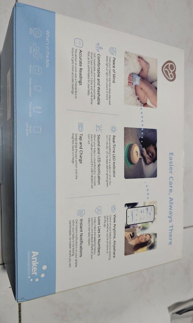 Eufy S320 smart sock (Category: Baby Monitors) located in Singapore. Submitted by herumi123 (Listing ID 1340130387, Image 2). Description: Only sock number one is well worn. Sock number 1.5 & 2 still new. All other components are in good condition..