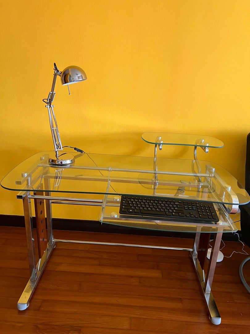Glass computer and study table, Furniture & Home Living, Furniture ...