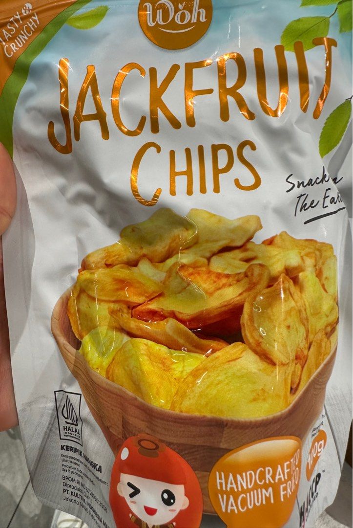Jackfruit chips (Category: Packaged & Instant Food) located in Singapore. Submitted by foodie_lovers (Listing ID 1340154780, Image 1). Description: Jackfruit chips Handcrafted vacuum fried Tasty and crunchy 1 pack 8.80 3packs only @ $26 6 packs above @ 50.
