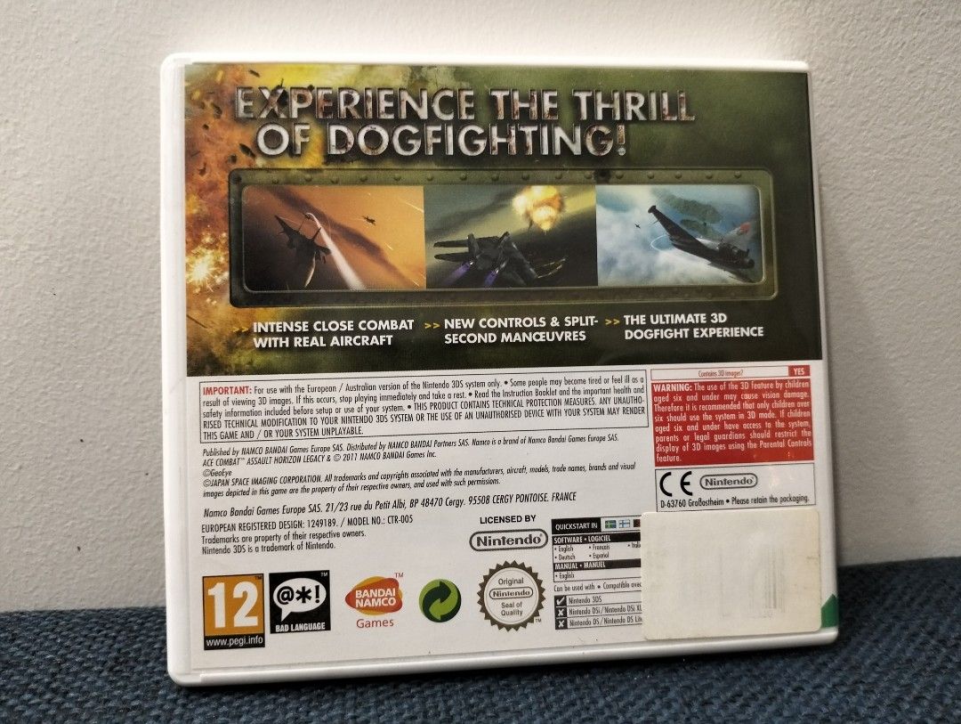 Nintendo 3DS Ace Combat Assault Horizon Legacy, PAL (Category: Nintendo) located in Baguio. Submitted by bitsbaguio (Listing ID 1340189980, Image 2). Description: Opened but not used Complete Original.