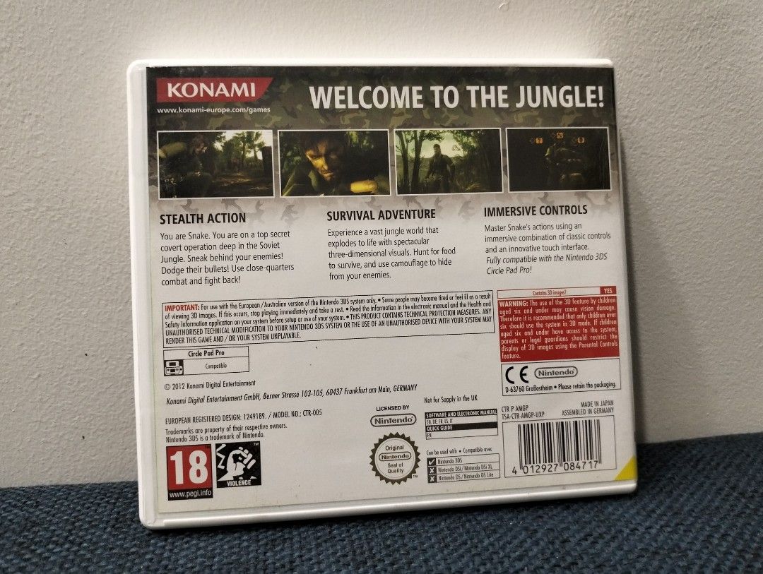 Nintendo 3DS Konami Metal Gear Solid Snake Eater, PAL (Category: Nintendo) located in Baguio. Submitted by bitsbaguio (Listing ID 1340188993, Image 2). Description: Opened but not used Complete Original.