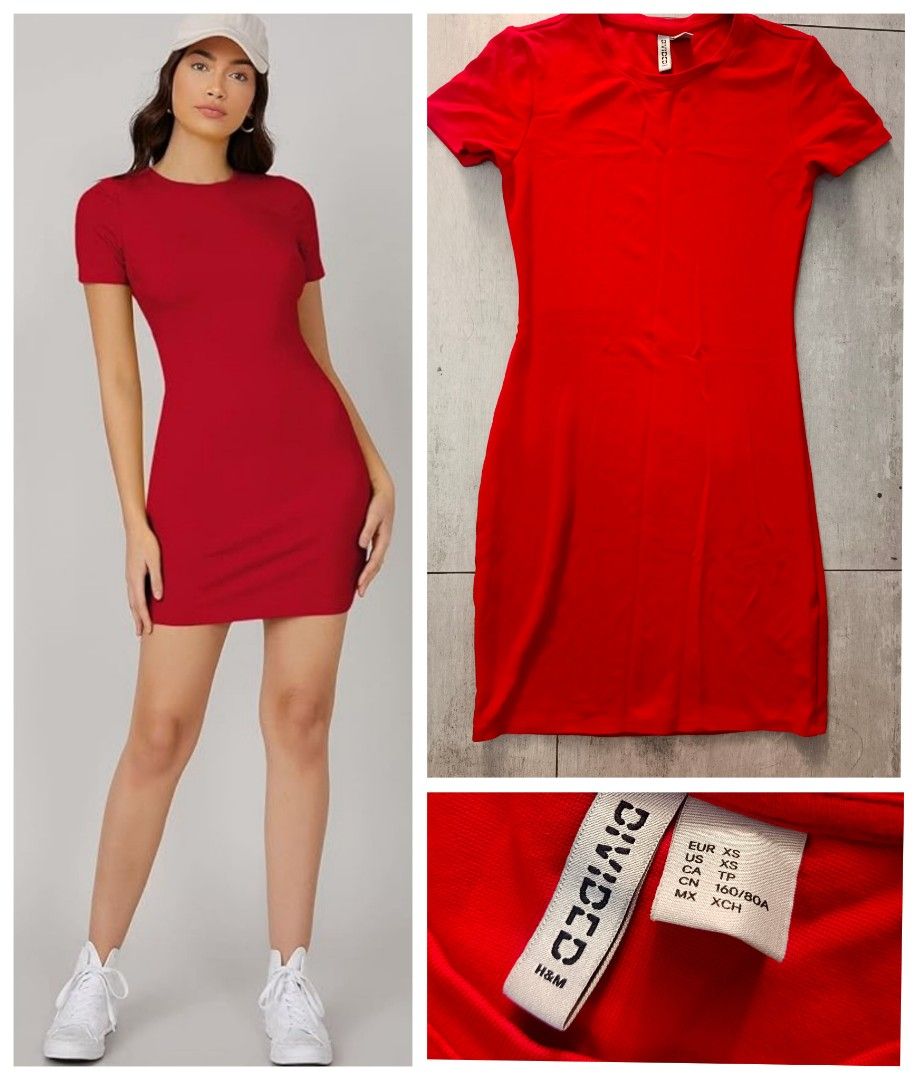 H&m red bodycon dress new arrivals