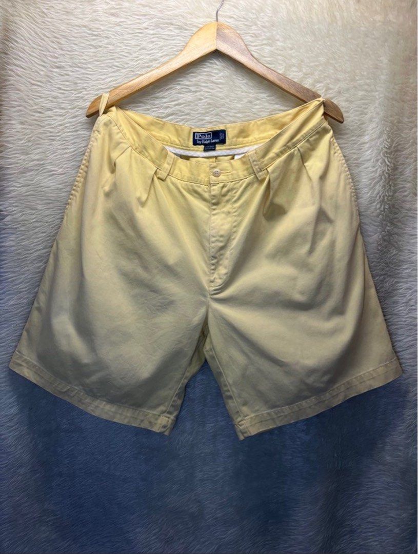Ralph Lauren Yellow Chino Shorts Tyler short cotton Size 35 on tag fit to 34