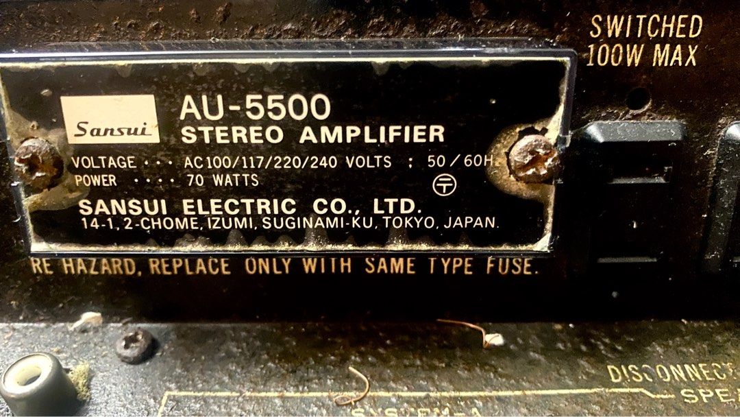 Ampli HI-FI Vintage Sansui AU-5500 - Pour Pièces - 1 Canal HS