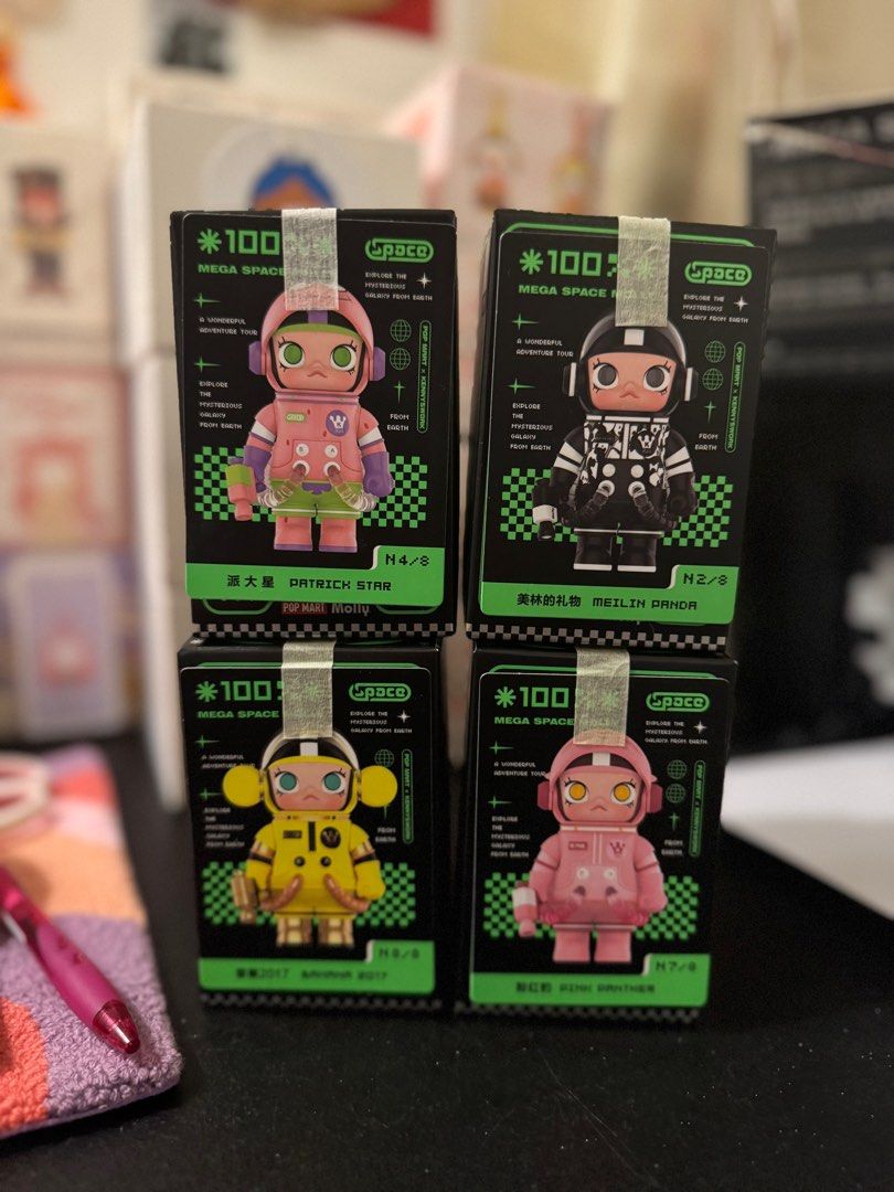 SALE!! Space Molly v2 (Category: Designer & Blind Box Toys) located in Bulacan. Submitted by pamdcf (Listing ID 1340275151, Image 1). Description: Meg Space Molly 100% Opened box (bottom) Sealed foil Popmart Official ✨patrick star ✨meilin panda ✨banana ✨pink panther Loc: bulacan Mod: jnt lalamove Mop: gcash.