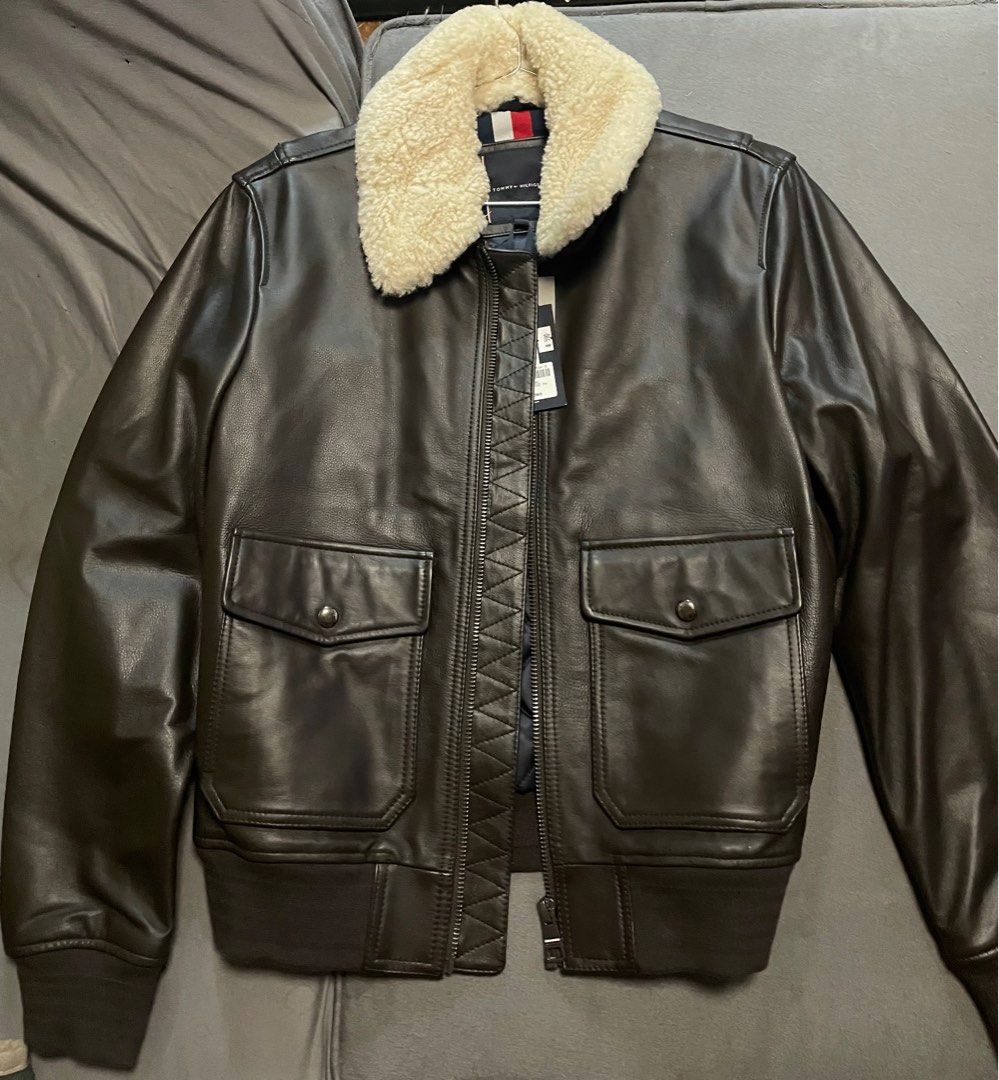 Tommy hilfiger leather jacket outlet