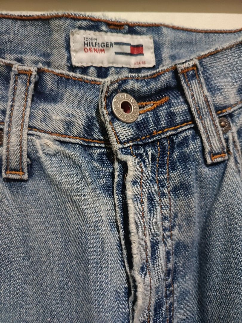 Tommy Hilfiger pa flared jeans (tattered) (Category: Jeans) located in Malabon City. Submitted by flowstate_rem (Listing ID 1340141611, Image 3). Description: size 32 length 39 hem 9.5 mid waist.