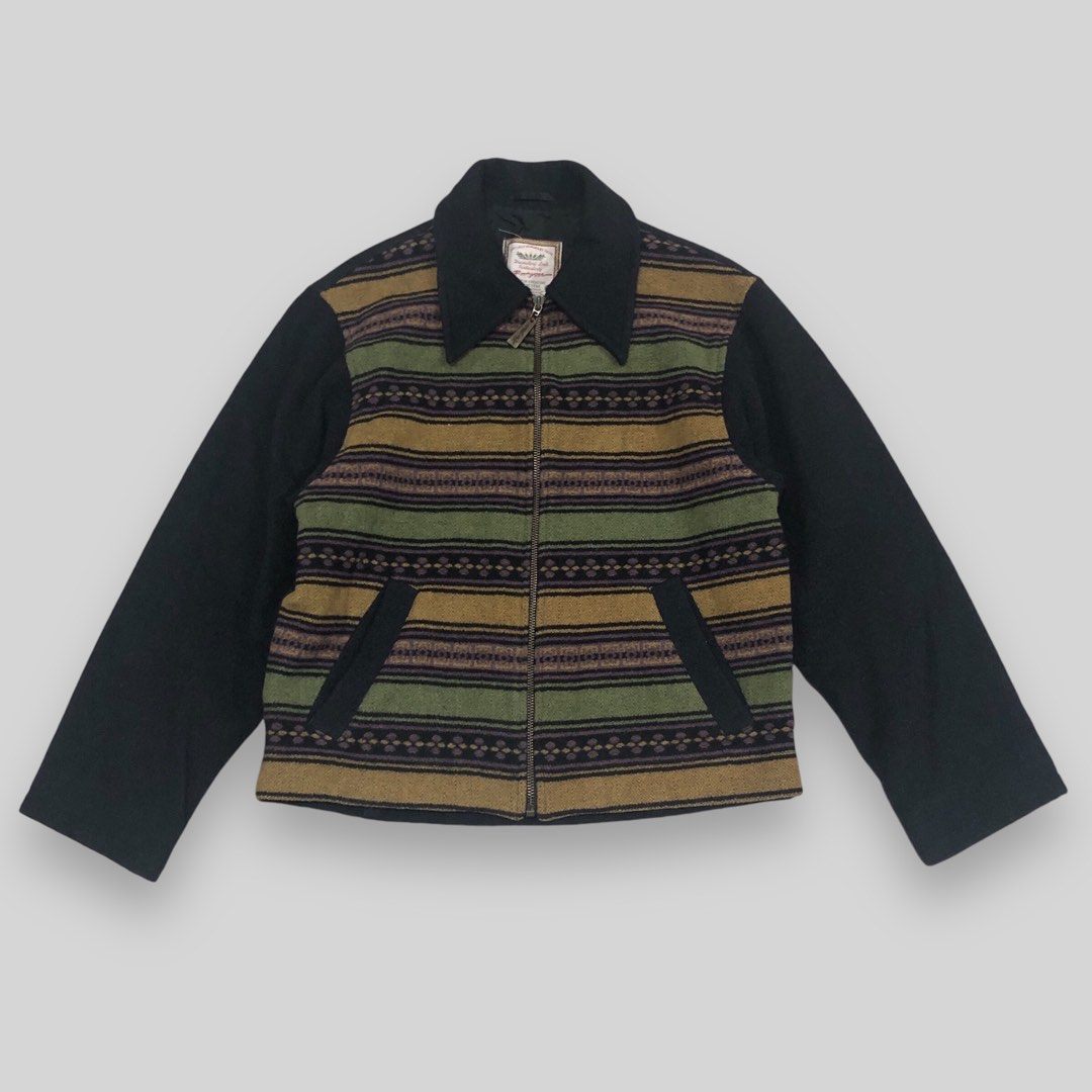 Vintage Random Wool Zip-Up Aztec Cropped Jacket (Boxy Fit) - Small ...