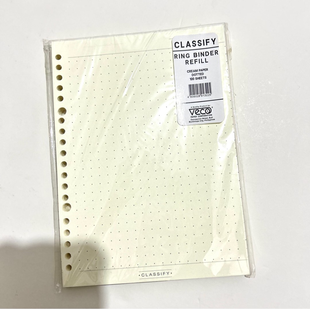2 PCS. VECO Classify Ring Binder Refill (Cream Paper Dotted, 100 sheets ...