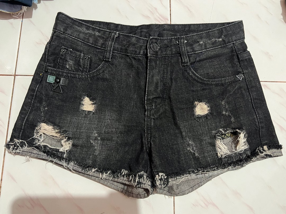 Women's Casual Acid Wash Short Sleeve Shorts Two Piece Set main image 0