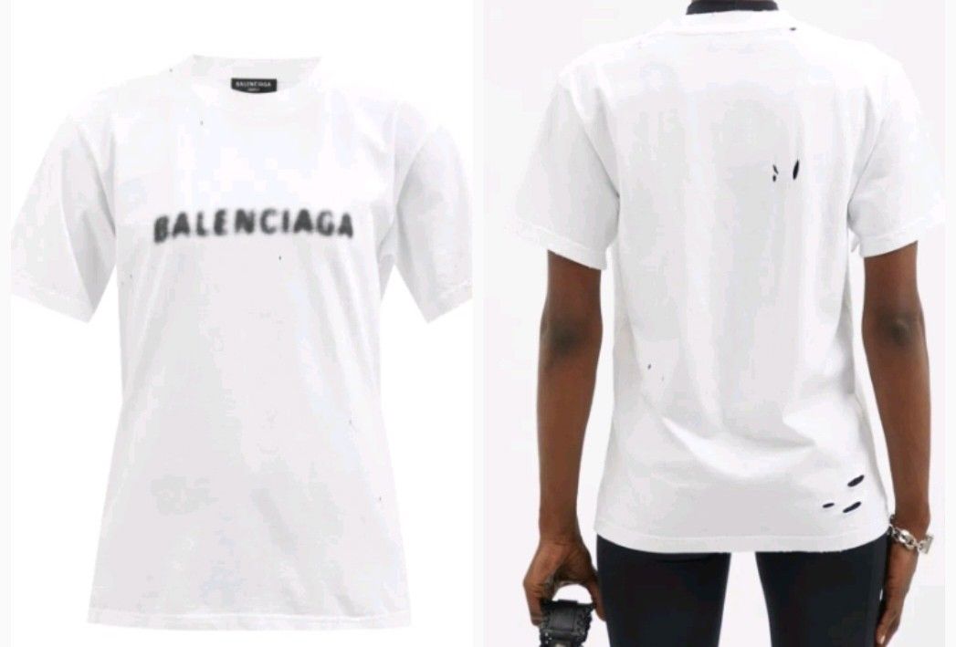 Authentic rare! balenciaga blurred & distressed white shirt (Category: Luxury Apparel) located in Donsol. Submitted by saksthriftavenuebyluckymaria8 (Listing ID 1318770845, Image 1). Description: size s fits L made in Portugal chest 21in length 26in armhole 9in shoulder21in excellent used condition cotton stretchable balenciaga Japan Co Ltd Akasaka Minato-ku tokyo For Japan use only.