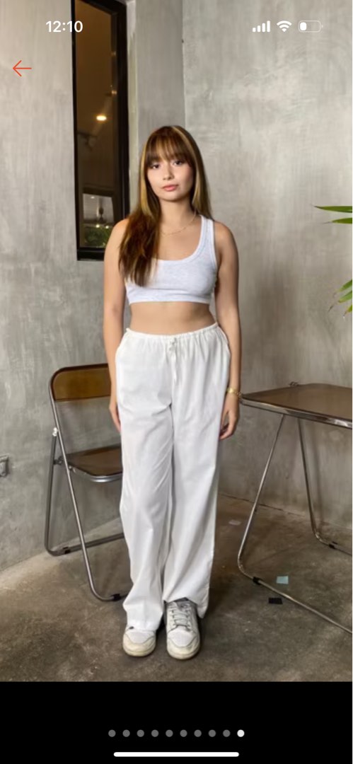 basicfits portia linen low rise wide leg pants, Women's Fashion ...