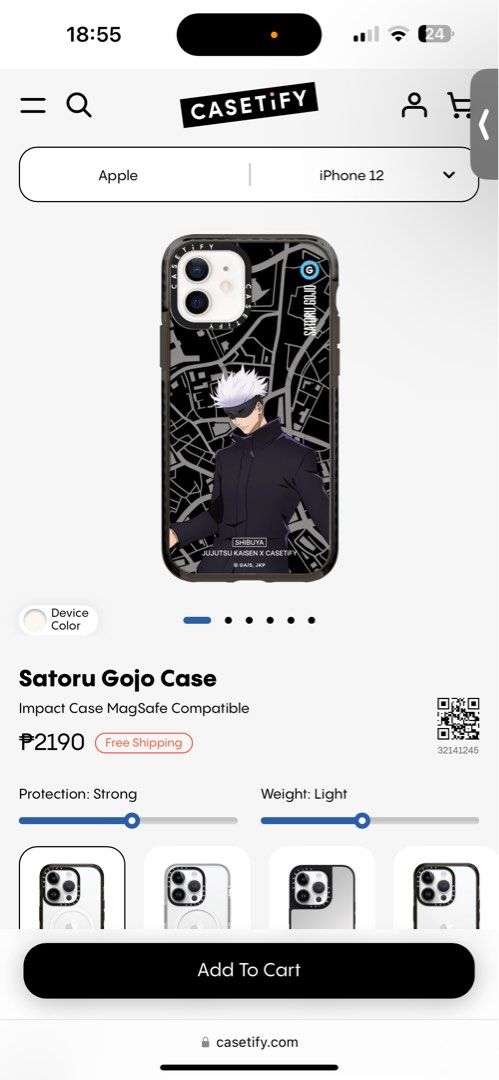 Casetify - Gojo Case (Ip 12) (Category: Cases & Sleeves) located in Las Pinas. Submitted by preloved_ven (Listing ID 1340400738, Image 1). Description: - FREE SHIPPING (via J&T) - GOOD AS NEW!! - For Iphone 12 - Bought in Physical Store (Casetify Osaka) - rfs: phone upgrade - no box!.