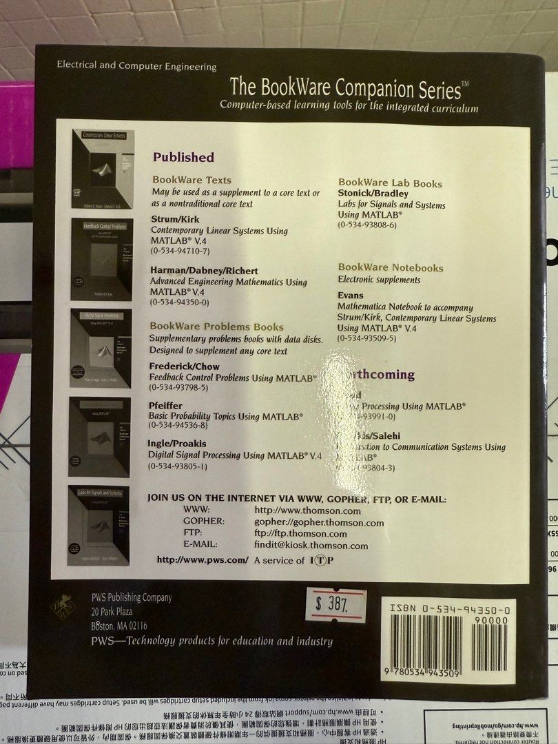 Engineering Maths （分類：教科書）位於 Hong Kong。 由 happytim2023 提交（商品編號 1340312759，圖片 2）。簡介： Advanced Engineering Maths , using Matlab. Thomas L。