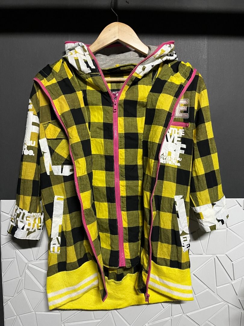 Gothic Yellow Plaid with Detachable Hoodie Women s Fashion Coats Jackets and Outerwear on Carousell