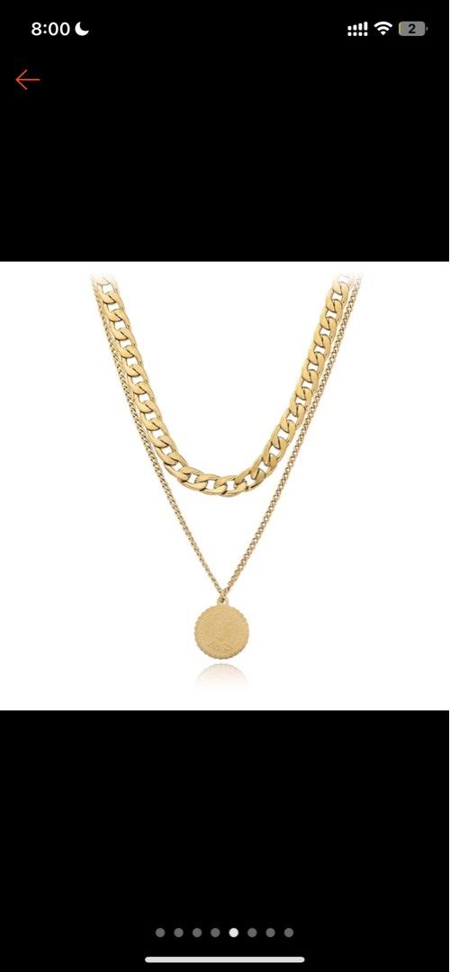 Layered Necklace titanium steel (Category: Necklaces) located in Valenzuela. Submitted by riri_21 (Listing ID 1340414026, Image 1). Description: Material: Titanium Steel Color: Gold Non tarnished, pwede pang araw araw Adjustable Rarely Used .