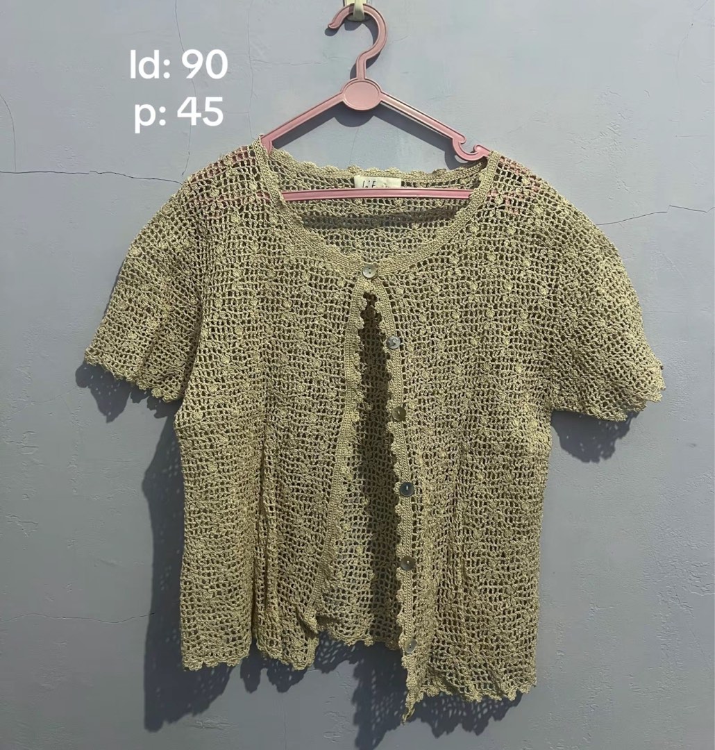 Outer Crop Rajut Jaring (Preloved), Fesyen Wanita, Pakaian Wanita, Baju ...