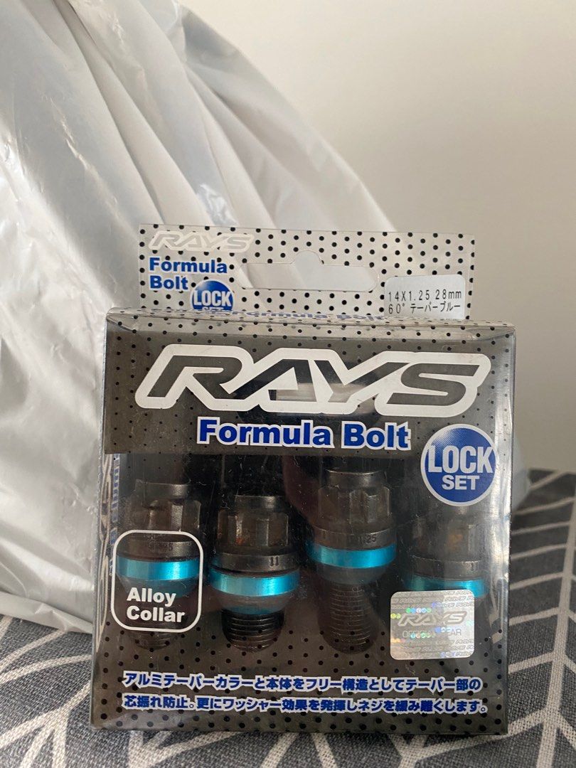 Rays Formula Bolt (Category: Wheel Accessories) located in Singapore. Submitted by jaydent (Listing ID 1340374151, Image 1). Description: 4 x Rays Formula Bolt with Lock. Spec: M14 x 1.25, 28mm long, Cone Seat. .