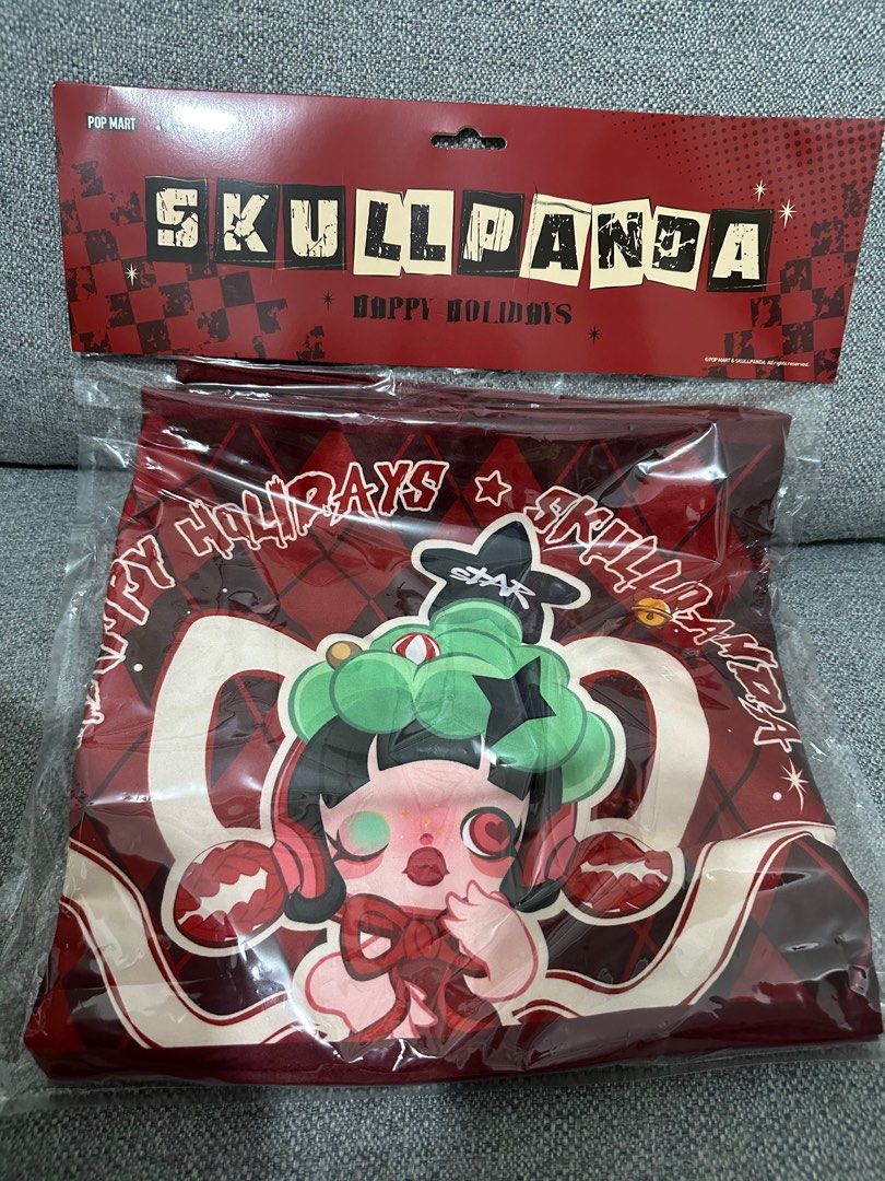 Skull panda christmas fabric (Category: Plushies & Soft Toys) located in Makati City. Submitted by biancabee25 (Listing ID 1340441458, Image 1). Description: Brand new Skull panda christmas home decor Limited ed From Pop mart Hong kong On hand.