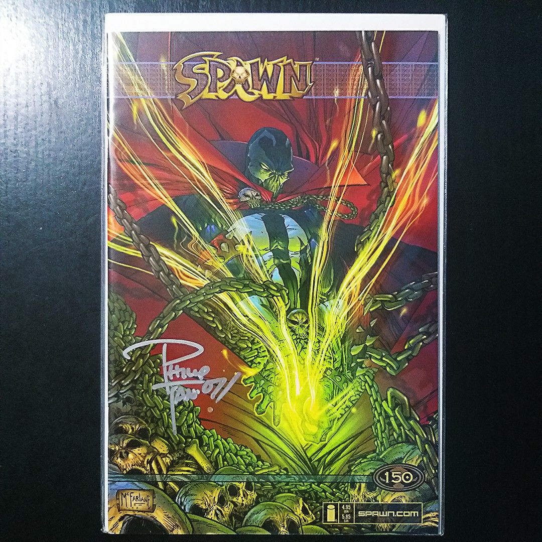 SPAWN: Issue #150 + Sketch, VF Condition (Category: Comics & Manga) located in Antipolo. Submitted by bebandbeb (Listing ID 1315299228, Image 1). Description: SPAWN: Issue #150 + Sketch - Cover art by Todd McFarlane - Signed cover and Interior art by Philip Tan - 2007 Spawn Sketch by Philip Tan P20,000 🔹 1st Appearance of Disciple 🔹 1st Appearance of The Man of Miracles ----- VF, First Printing Crossposted Location: Antipolo MOP: Gcash MOD: Lal