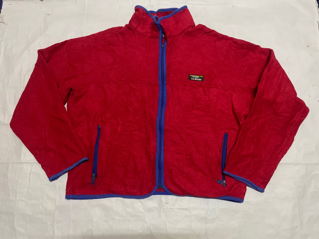 1990'S LL Bean Fleece Jacket, Men's Size L, Vintage polyester navy blue type Vintage Second Hand