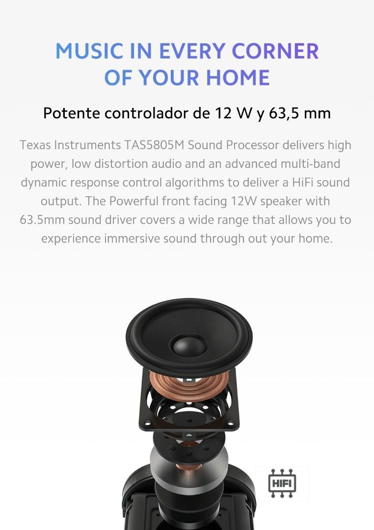 Xiaomi Smart Speaker (Category: Soundbars, Speakers & Amplifiers) located in Mandaluyong City. Submitted by jbird311 (Listing ID 1340453418, Image 2). Description: Specifications Name Mi Smart Speaker Product Dimensions 131 X 104 X 151 mm Net Weight 853 g Control Panel Touch Microphone array 2mics, with far field voice wake up support Speaker 2.5" full frequency 12W Speaker Light Ring strip on the top with Music lighting effect Wi-Fi 2,4 GHz/5 GH