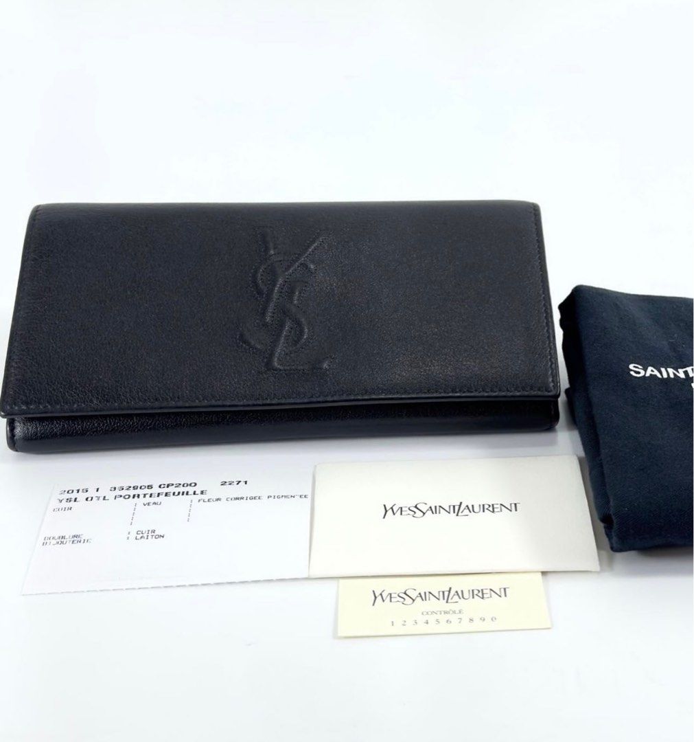 Ysl Flap Wallet (Category: Luxury Bags & Wallets) located in Manila. Submitted by luxuryprelovedbagsby_by_agnes (Listing ID 1340429346, Image 1). Description: SAINT•LAURENT Chevre Belle De Jour Flap Wallet Black Base length: 7.50 in Height: 4.00 in Width: 1.00 in 35k only - still pretty The flap opens to a zipper currency compartment, 12 card slots, and patch pockets Iphone 15 pro max can fit inside Accepting credit card payments Safe and contact