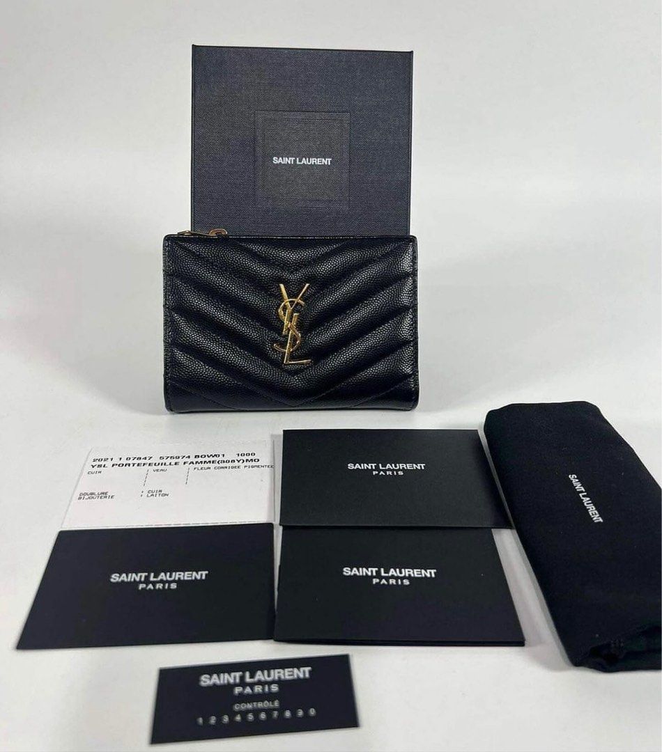 Ysl zippered two part wallet top