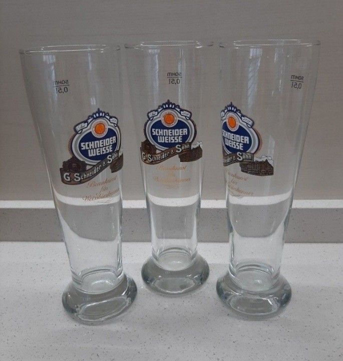 3 Tall Wine Glasses