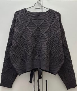 日系灰咖色綁帶毛衣64243048691586110