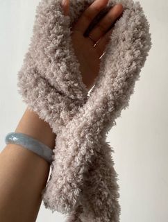 手織 頸巾 短版 熊仔 毛毛頸巾 溫暖牌64200167119875110