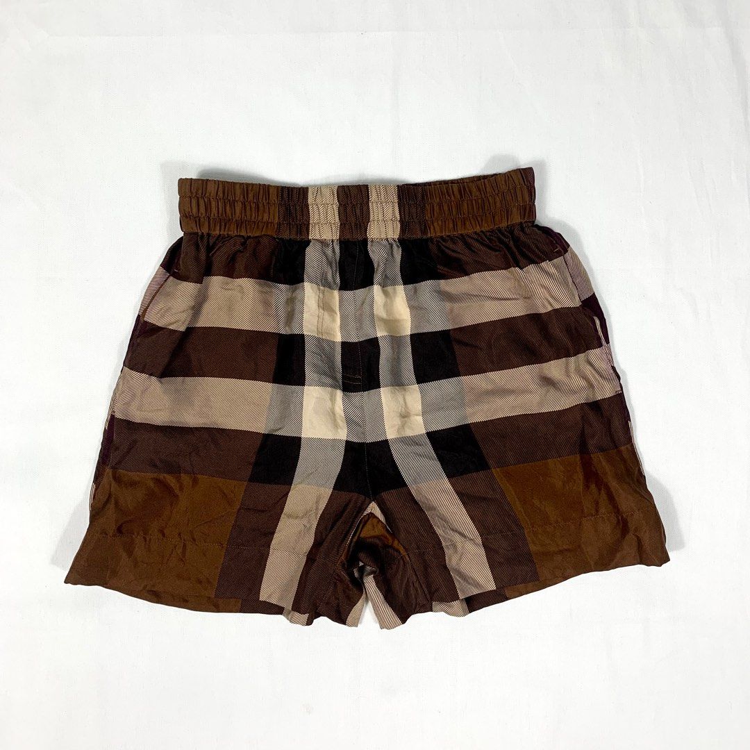 Burberry Women s Brown Tawney Check Silk Shorts Women s Fashion Bottoms Shorts on Carousell
