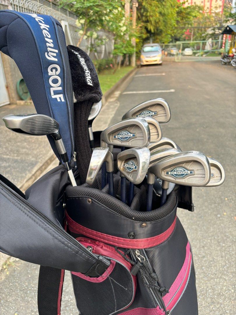 Callaway Lefty Golf Set with Fitway Bag (Category: Golf) located in Manila. Submitted by eclipse58 (Listing ID 1340500008, Image 3). Description: COMPLETE Callaway Big Bertha Golf Set for Left-Handed Golfers ✅️ 3-9 Irons, Pitching Wedge, Approach Wedge & Sand Wedge ✅️ Tobunda VT 460 Driver, Tobunda VT 3 Wood, Adams Idea 3 Hybrid & Adams Idea 4 Hybrid ✅️ ArrowTube Putter & Fitway Golf Bag ✅️ Original Callaway Regular Flex Graphite Shaft & Golf Pri