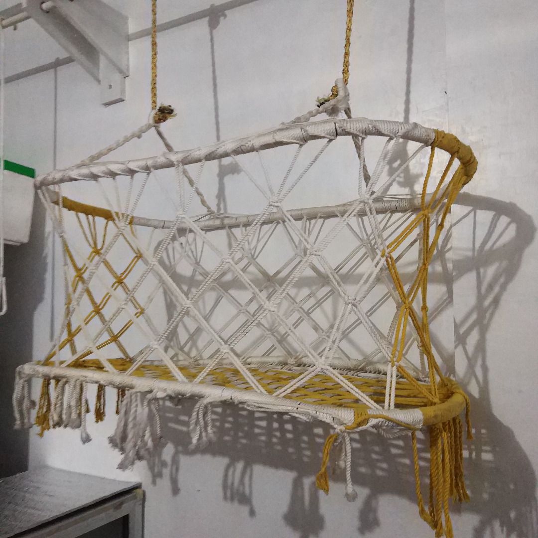 Duyan - Baby Swing / Crib (Category: Cots & Cribs) located in Bulacan. Submitted by chiruth (Listing ID 1340503435, Image 2). Description: Color: Yellow & White Signs of use Needs cleaning .