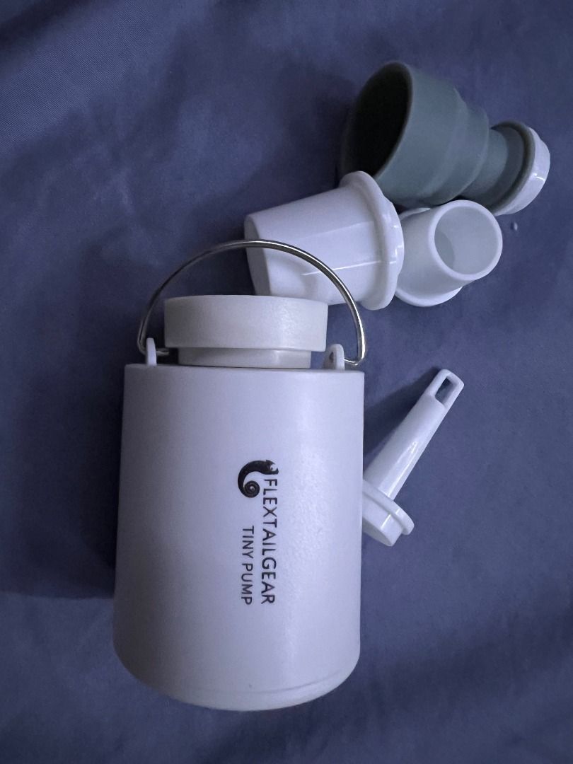 FlexTailGear Tiny Pump (Category: Hiking & Camping) located in Singapore. Submitted by gmola (Listing ID 1340566201, Image 1). Description: Used to inflate my sleeping pads. Selling cause bought another smaller one. FLEXTAILGEAR Tiny and Portable Air Pump Ultra-Mini Pump with 1300mAh Battery USB Rechargeable to Inflate Deflate for Pool Floats, Air Bed, Air Mattress Swimming Ring, Vacuum Storage Bags.