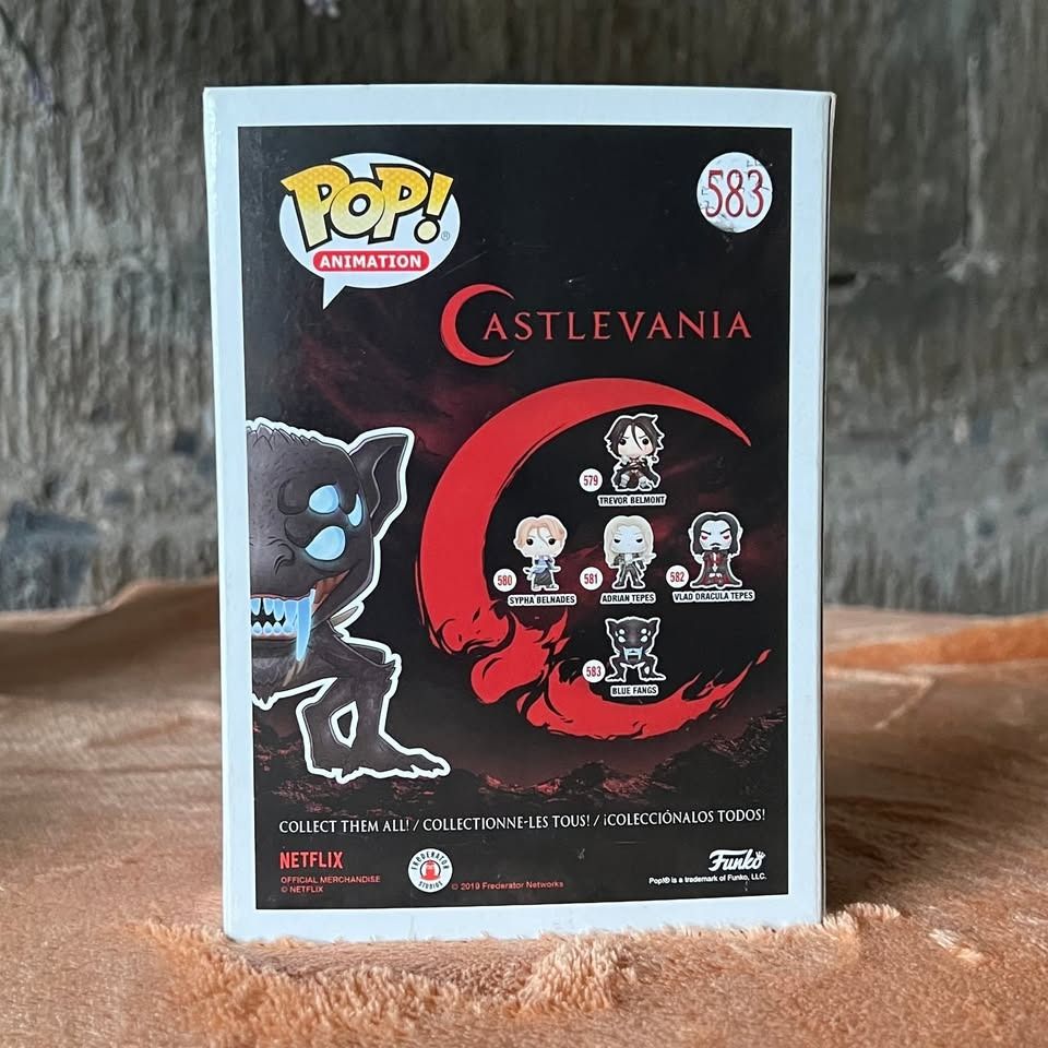 Funko Pop! Animation: Castlevania - Blue Fangs (583) (Category: Figurines & Statues) located in Caloocan City. Submitted by cheescuh (Listing ID 1340561517, Image 2). Description: Funko Pop! Animation: Castlevania - Blue Fangs (583) - back in box - stored without protector but safely stored in cabinet - also available: Sypha Belnades (580) RFS: decluttering MOP: GCash, Maya, bank transfer, COD MOD: Grab, Lalamove, J&T direct.