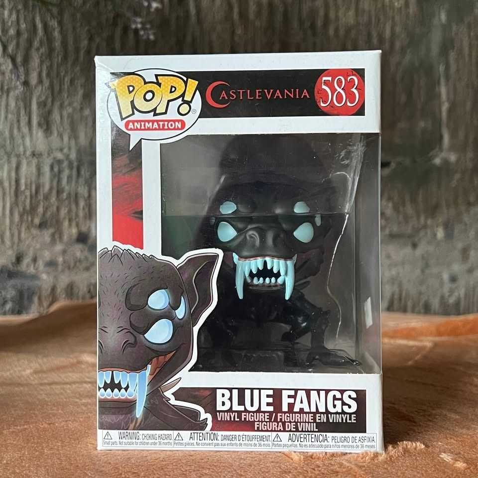 Funko Pop! Animation: Castlevania - Blue Fangs (583) (Category: Figurines & Statues) located in Caloocan City. Submitted by cheescuh (Listing ID 1340561517, Image 1). Description: Funko Pop! Animation: Castlevania - Blue Fangs (583) - back in box - stored without protector but safely stored in cabinet - also available: Sypha Belnades (580) RFS: decluttering MOP: GCash, Maya, bank transfer, COD MOD: Grab, Lalamove, J&T direct.